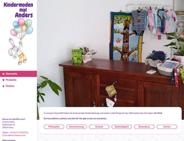 Die neue von ccwerbung.de und ccpixel.de erstellte Website für kindermoden-mal-anders.de Die neue von ccwerbung.de und ccpixel.de erstellte Website für kindermoden-mal-anders.de